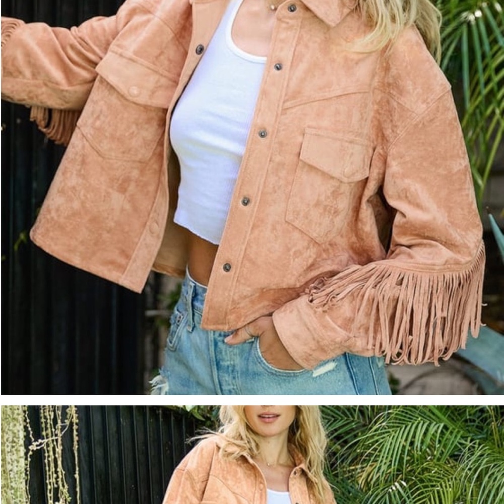 NWT hot cocoa faux suede fringe jacket